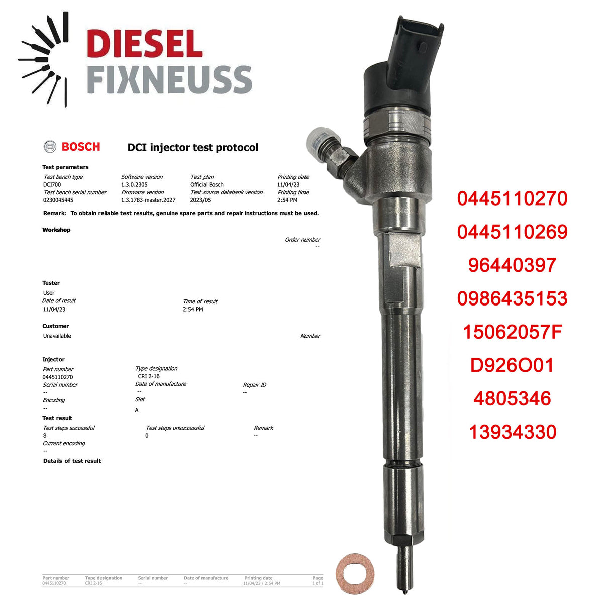 Einspritzdüse OPEL ANTARA CHEVROLET LACETTI CRUZE 2.0 INJECTOR 0445110270