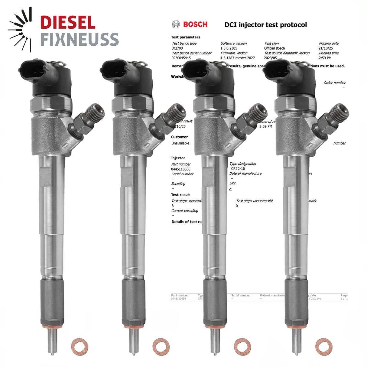 4x Common Rail Diesel Injektor 0445110636 für SAIC Maxus V80 / G10