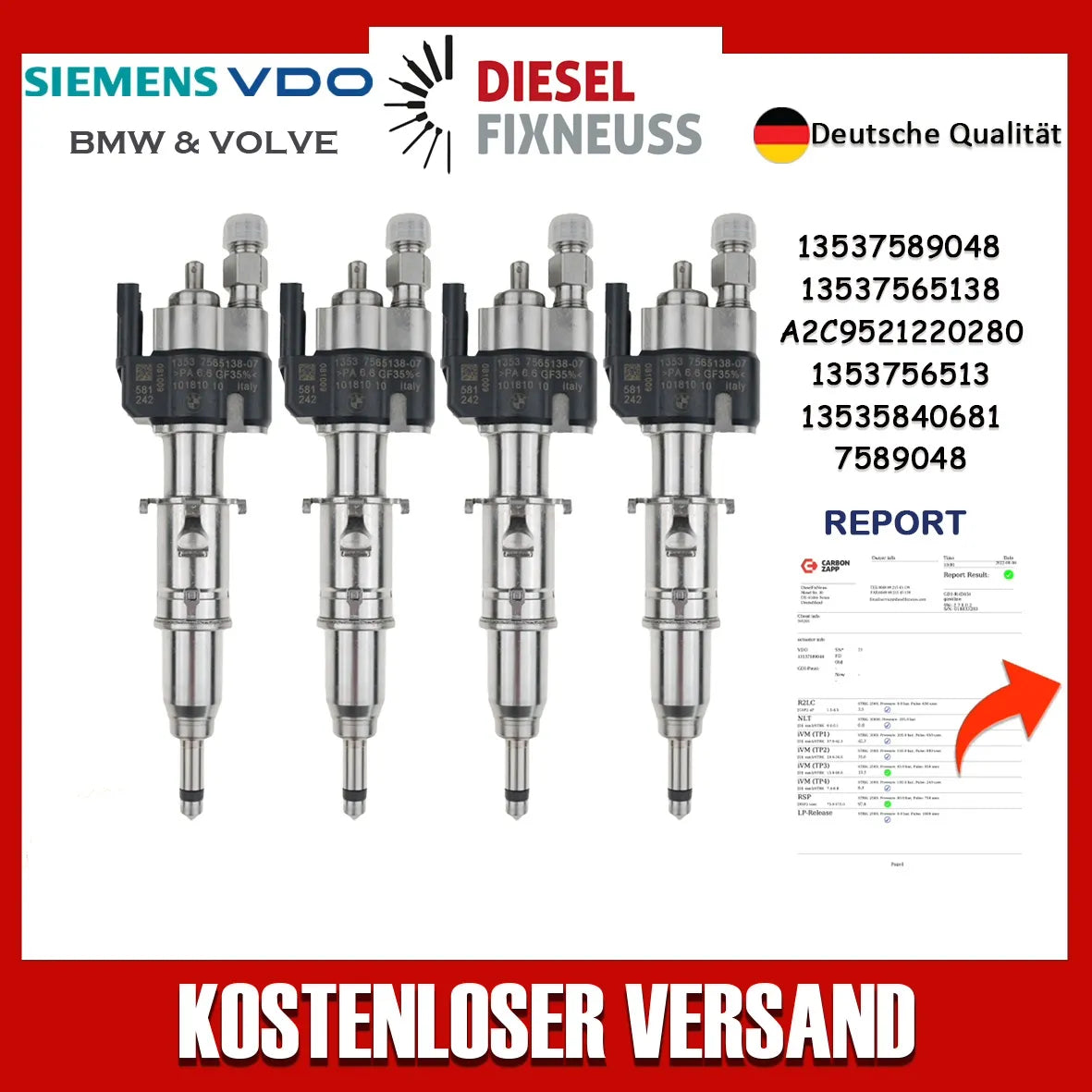 4x Einspritzdüse Einspritzventil 13537585261 13537565138-07 BMW Benzin