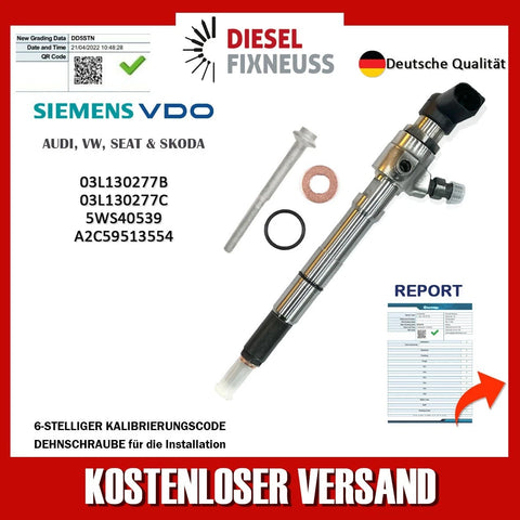 17 4x Einspritzdüsen 03L130277S Siemens VW Motor CAYA 1,6 TDI