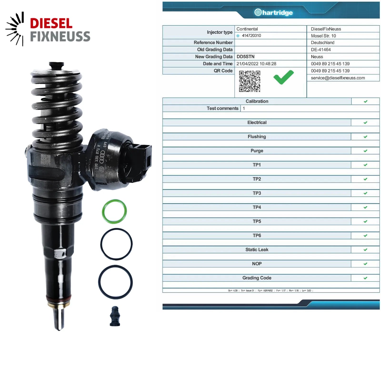 VW T5 2.5 TDI 96 kW 131 PS BNZ Pumpedüse 070130073R 0414720310