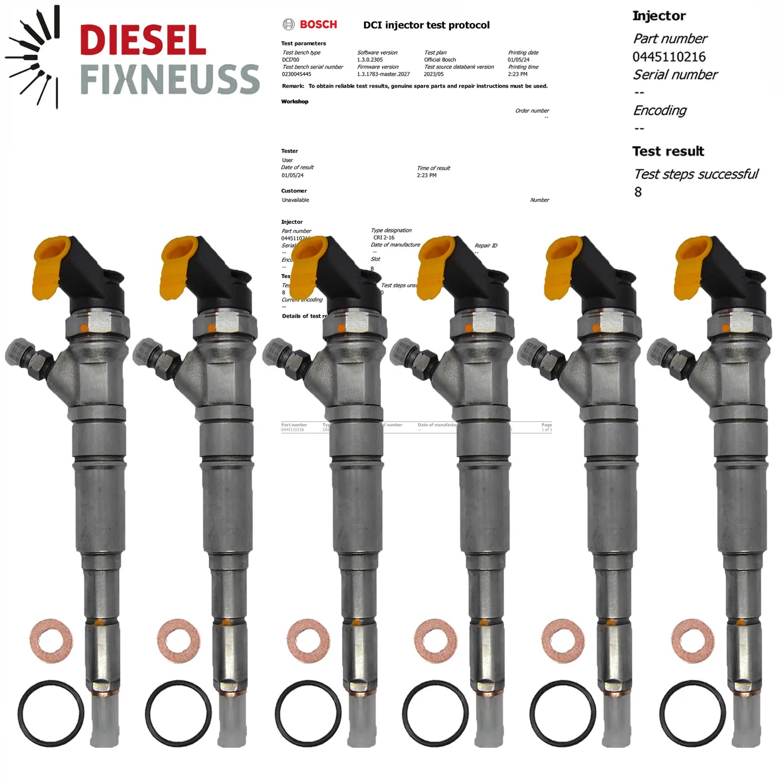 6x Einspritzdüse BOSCH 0445110216 7793836 BMW E46 E60 E61 E81 E87 EURO4