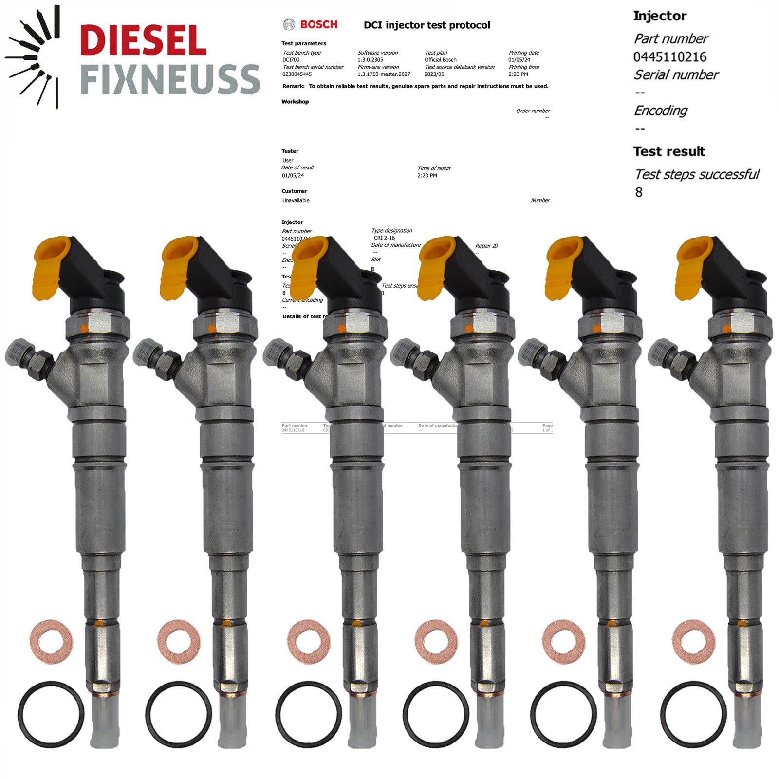 6xEinspritzdüse Injektor BMW E46 E90 320d E60 E61 530d 520d X3 X5 2,0d 3,0dEURO4