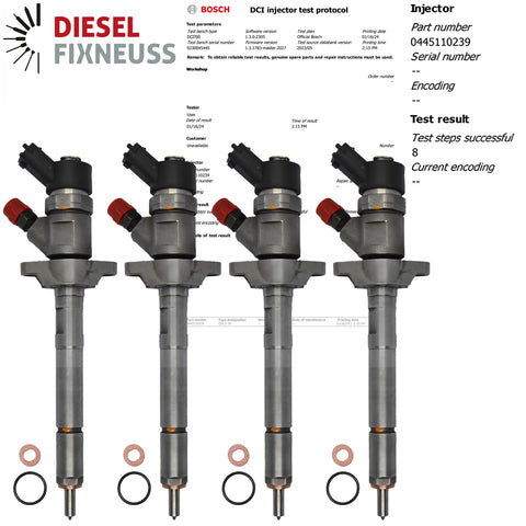 4x INJEKTOR 0445110239 Citroen Fiat Ford Peugeot RM3M5Q 9F593 HDI 0986435122