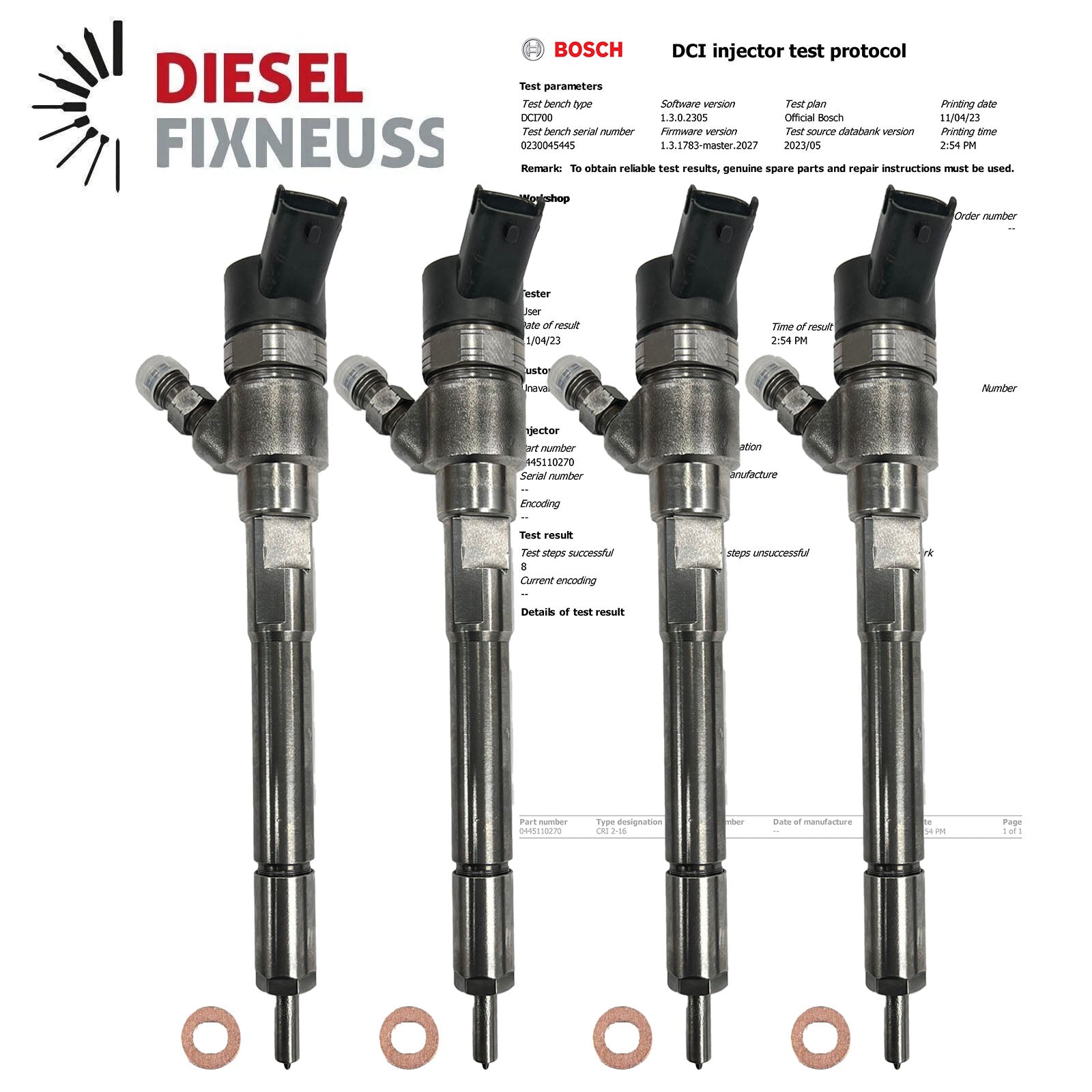 4x Einspritzdüse 0445110270 Vauxhall Antara 2.0 CDTI Bosch Diesel Injector