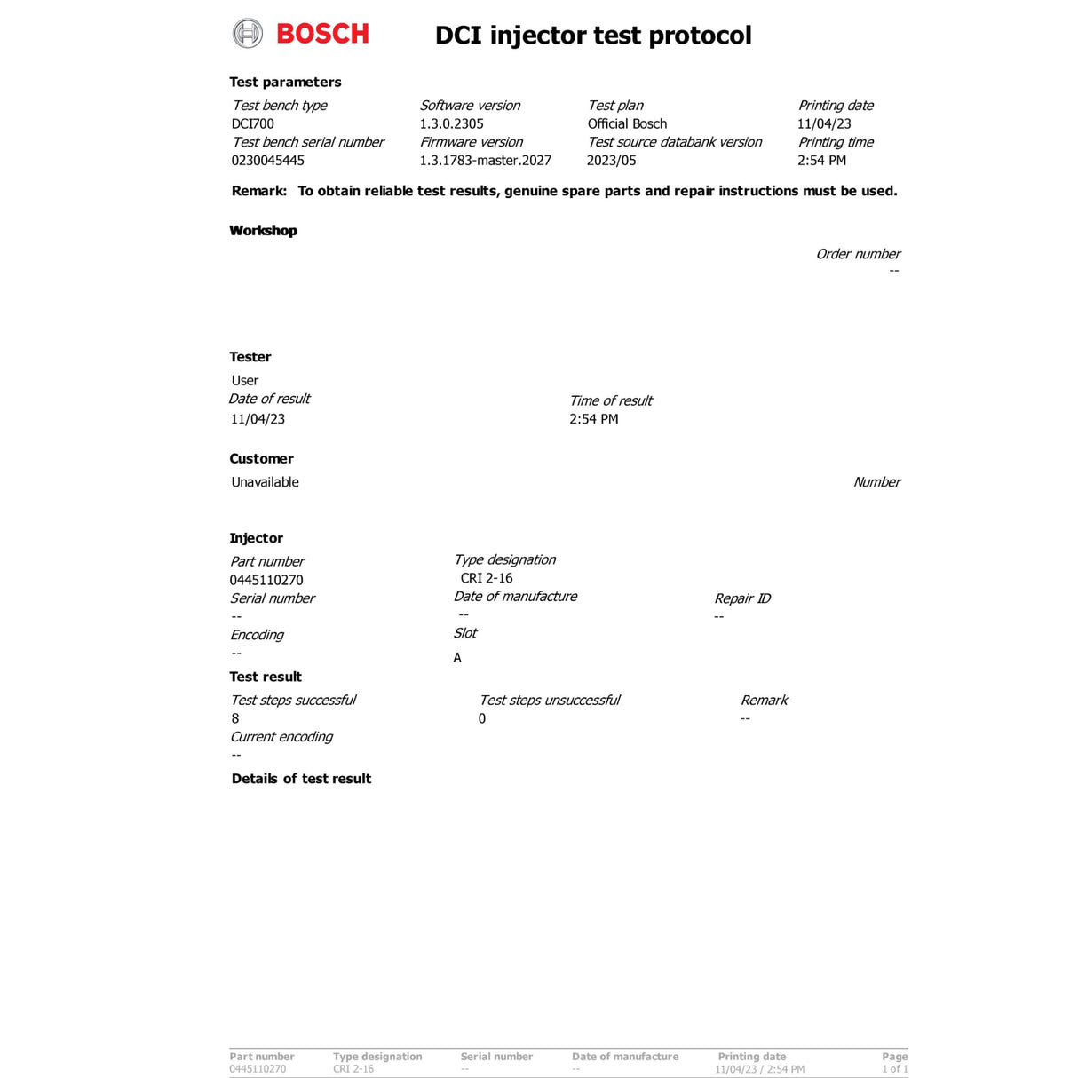 Einspritzdüse OPEL ANTARA CHEVROLET LACETTI CRUZE 2.0 INJECTOR  0445110270