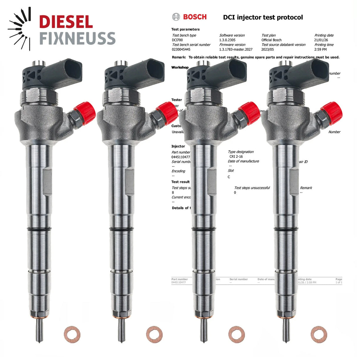 4x 0445110477 04L130277G Einspritzdüse Injektor Audi Seat 1,6 TDI 04L130277AJ