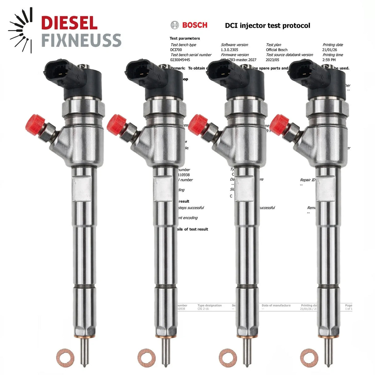 4x 0445110938 Einspritzdüse Injektor Fiat 1.3 D Multijet 0445110937 46337726