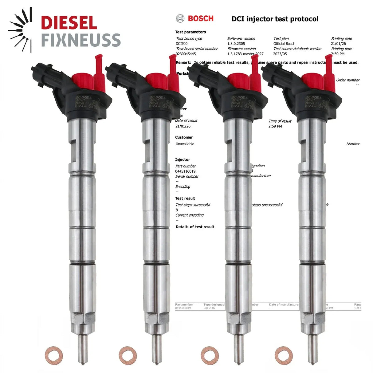 4x 0445116019 1609848980 Bosch Einspritzdüse Injektor Citroen Fiat Iveco Daily