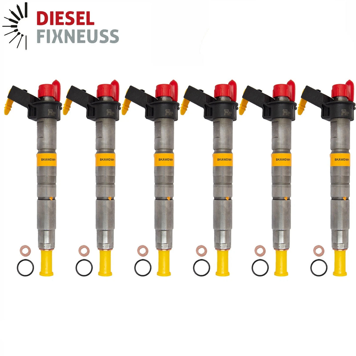 6x BMW Diesel Injectors (0445116024) - Compatible with BMW 525d, 530d, X5, X6, 3.0d and many other models including E60, E90, F10 series. Includes O-rings and BOSCH test report. Fits 2.0D (120KW/163PS, 130KW/177PS) and 3.0D (150KW/204PS, 170KW/231PS, 180KW/245PS) engines.
