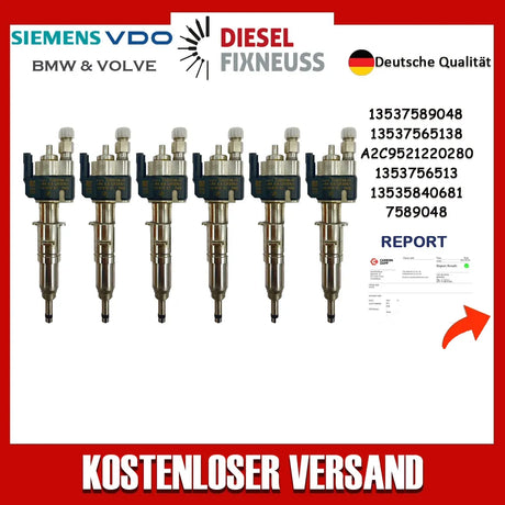 6x Passt für N43 N53 BMW Benzin Einspritzdüse 13537565138-01 VDO 13537589048