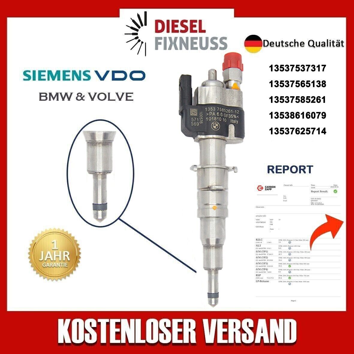 Einspritzdüse Injektor Siemens BMW N54 N74 13537585261-12 13538616079