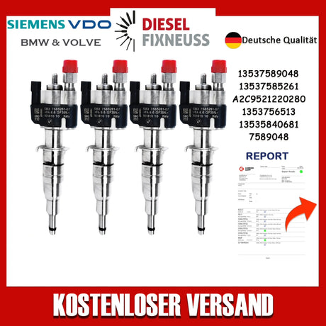 4x Fuel Injector BMW 1/3/5 Series | Part No: 13537589048/13537585261-07 Benzin | Compatible with N45/N43/N53 Engines | Includes Copper Ring, O-Ring, Test Report