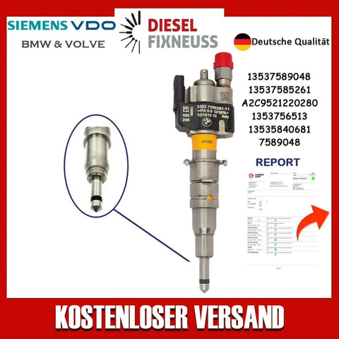 Fuel Injector BMW 1/3/5 Series | Part No: 13537589048/13537585261-11 Benzin | Compatible with N45/N43/N53 Engines | Includes Copper Ring, O-Ring, Test Report