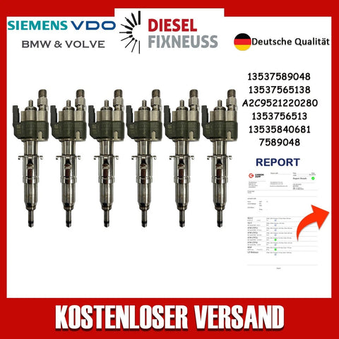 6x Fuel Injector BMW 1/3/5 Series | Part No: 13537589048-04/13537565138 Benzin | Compatible with N45/N43/N53 Engines | Includes Copper Ring, O-Ring, Test Report