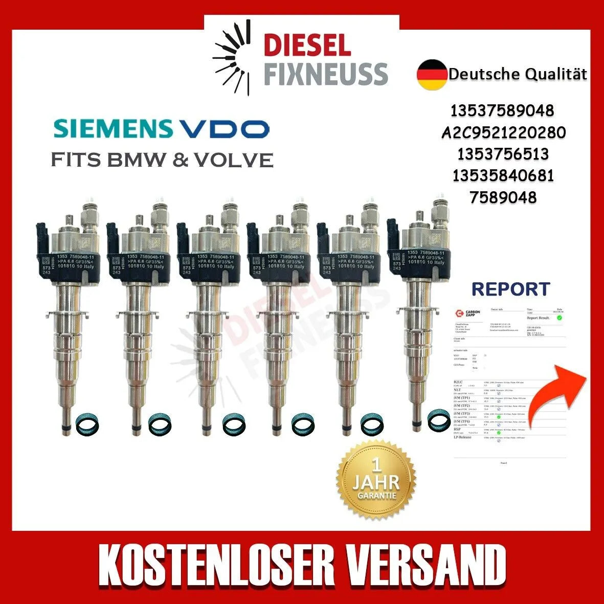 6x Einspritzdüse Passt für BMW Benzin 1er 3er 5er 6er 13537565137 / 13537589048-11