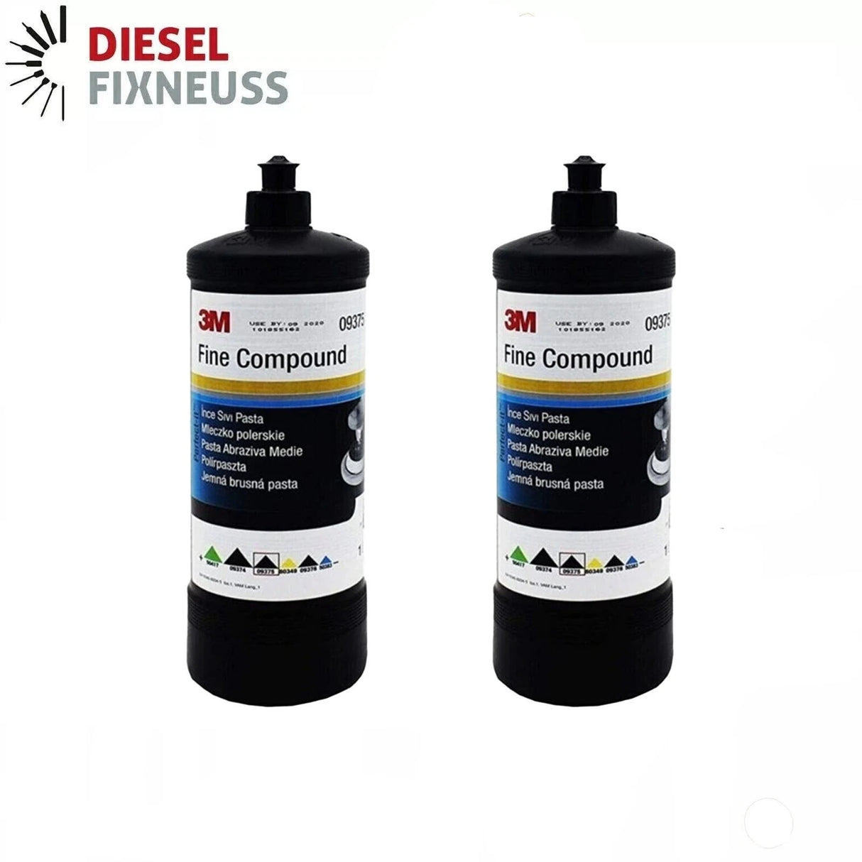 3M 09375 is a fine abrasive paste used to remove fine scratches, blend paint lines, and eliminate light oxidation or wash damage on repair or original automotive paint, recommended for use with electric or pneumatic polishers for a high-gloss finish; it has quick cutting action, is easy to wash off, and requires careful handling due to health and environmental hazards