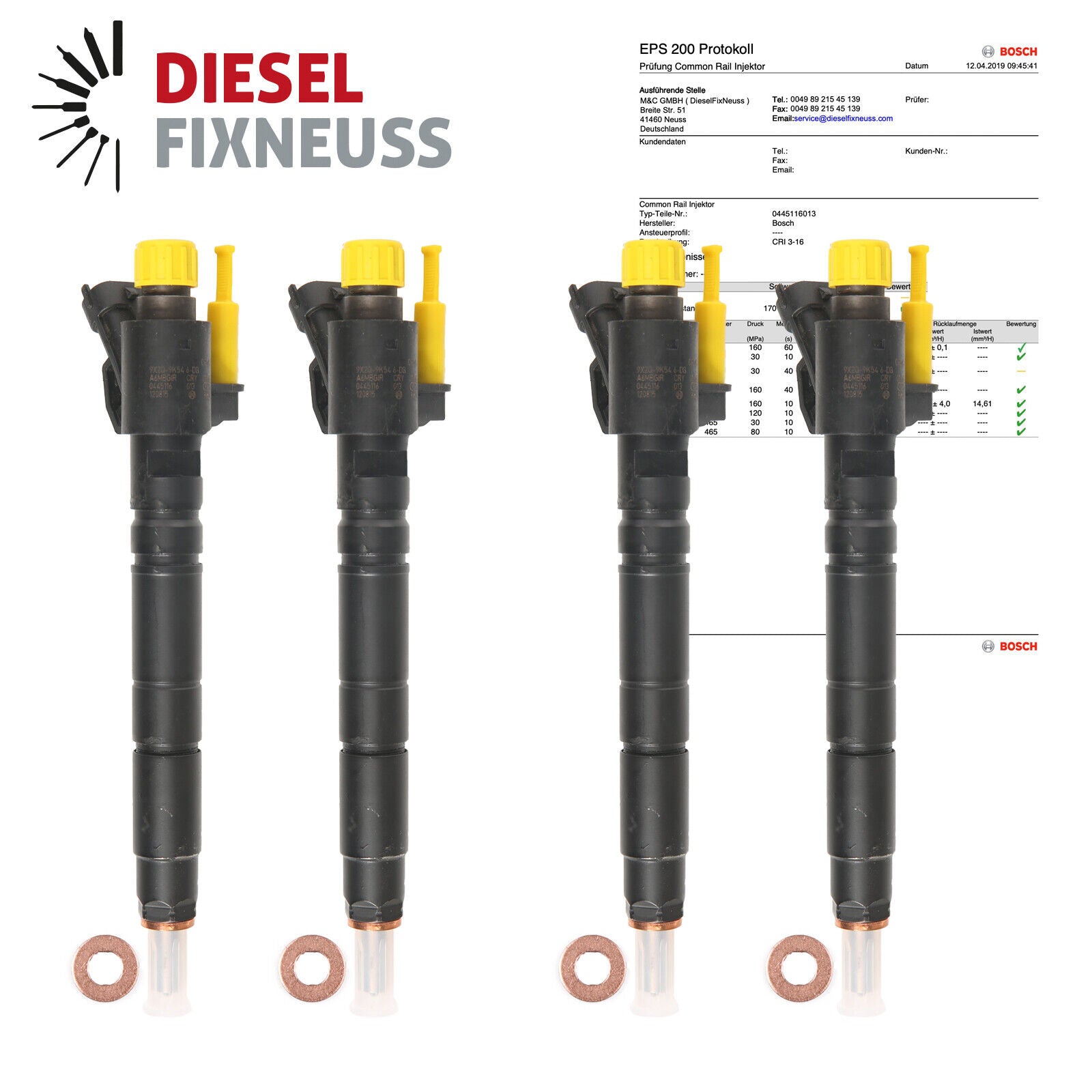 4x Einspritzdüse Injektor Jaguar XF 3.0 d 03.09-04.15 0445116013 9X2Q-9K546-dB