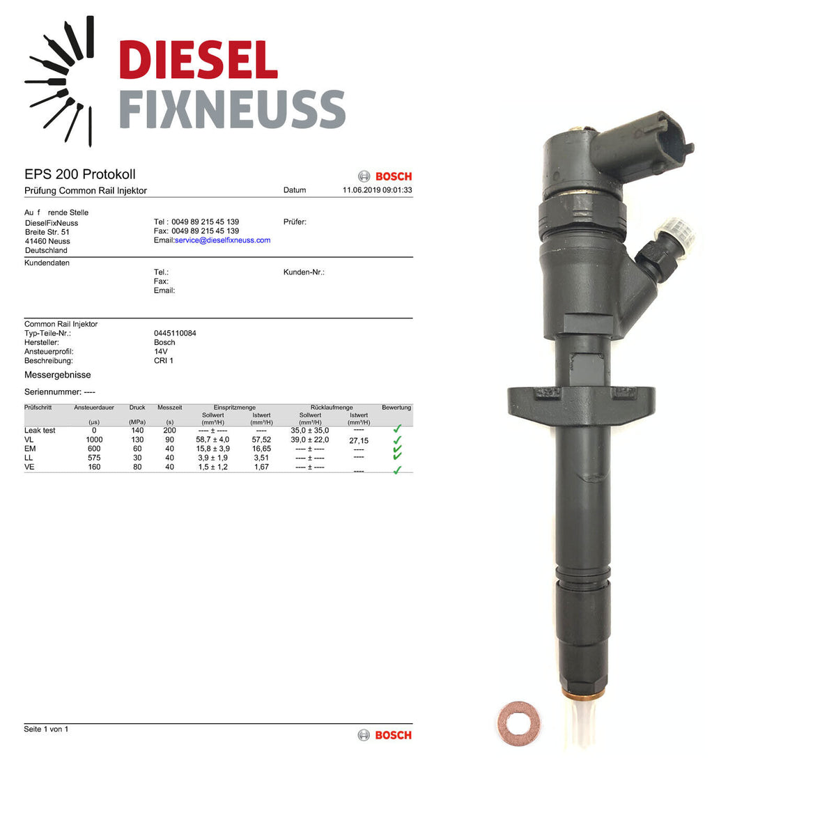 0445110084 0986435173 Bosch Injektor Einspritzdüse RENAULT Diesel