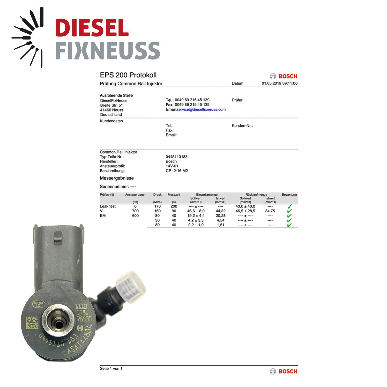 0445110183 0986435102 Bosch Injektor Einspritzdüse OPEL + FIAT + FORD Diesel