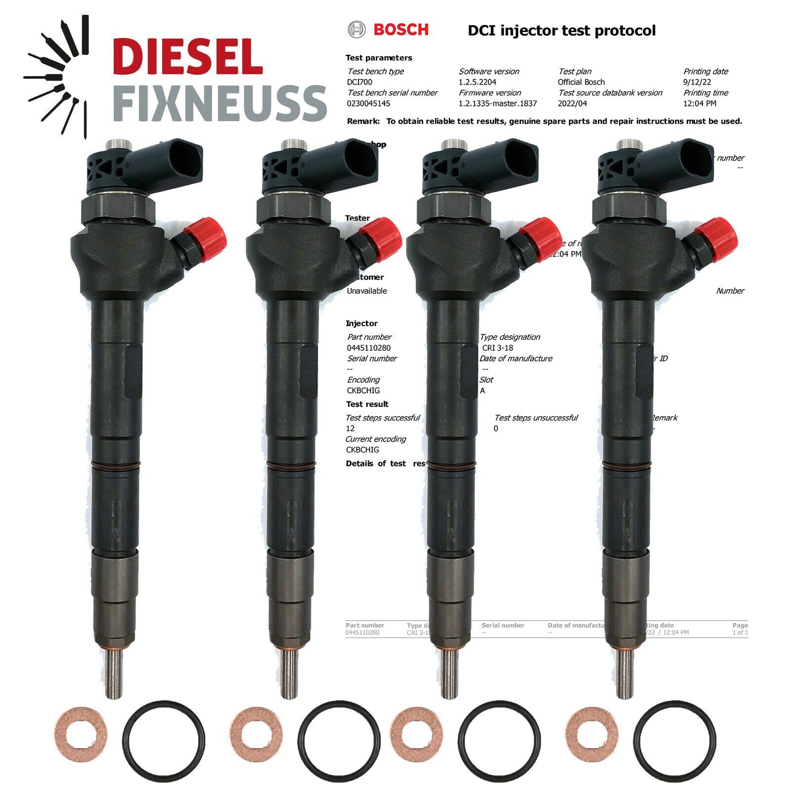 4x Renault Megane II 1.9dCi Einspritzdüse Injektor H82606383 0445110280 09864351