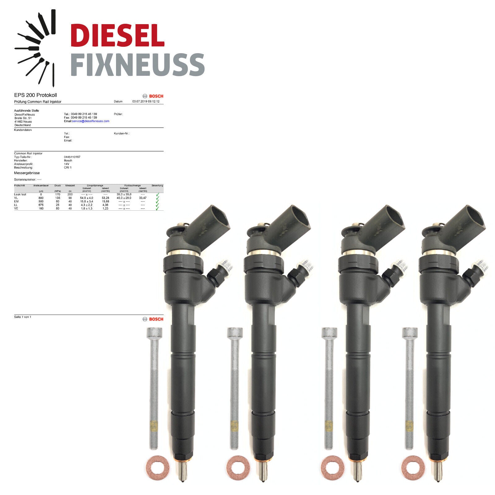 4x Bosch Einspritzdüse 0445110167 Injektor Mercedes W169 W245160 200 CDI09864351