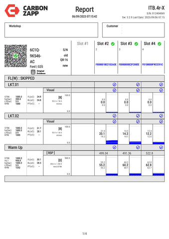 Diesel 6C1Q-9K546-AC Denso Injector Report on Carbon Zapp Test Machine