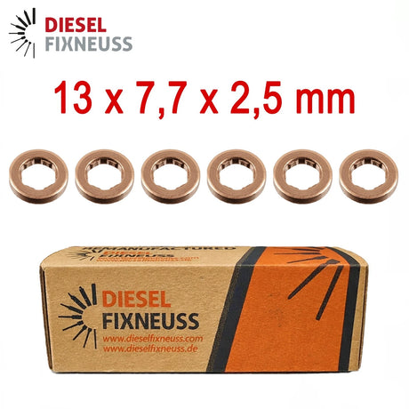 6x Kupfer Injektor Dichtring 13x7,7x2,5 mm – Injektor Dichtung