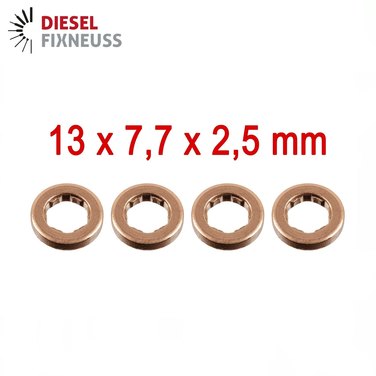 4x Kupfer Injektor Dichtring 13x7,7x2,5 mm – Injektor Dichtung