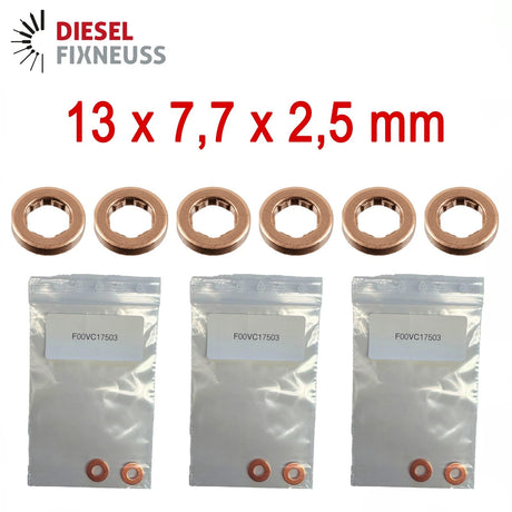 6x Kupfer Injektor Dichtring 13x7,7x2,5 mm – Injektor Dichtung