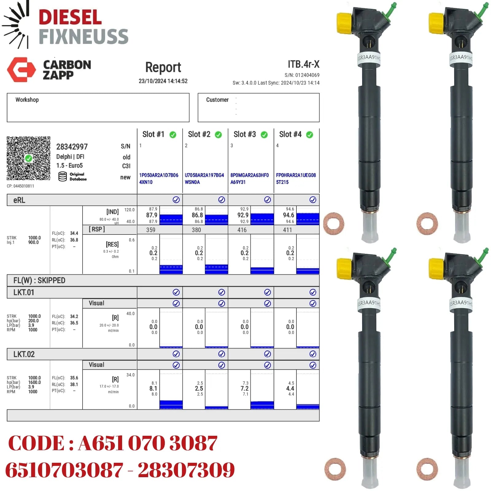 4x Einspritzdüse A6510703087 28307309 MERCEDES BENZ SPRINTER W906 3-t 3,5-t CDI