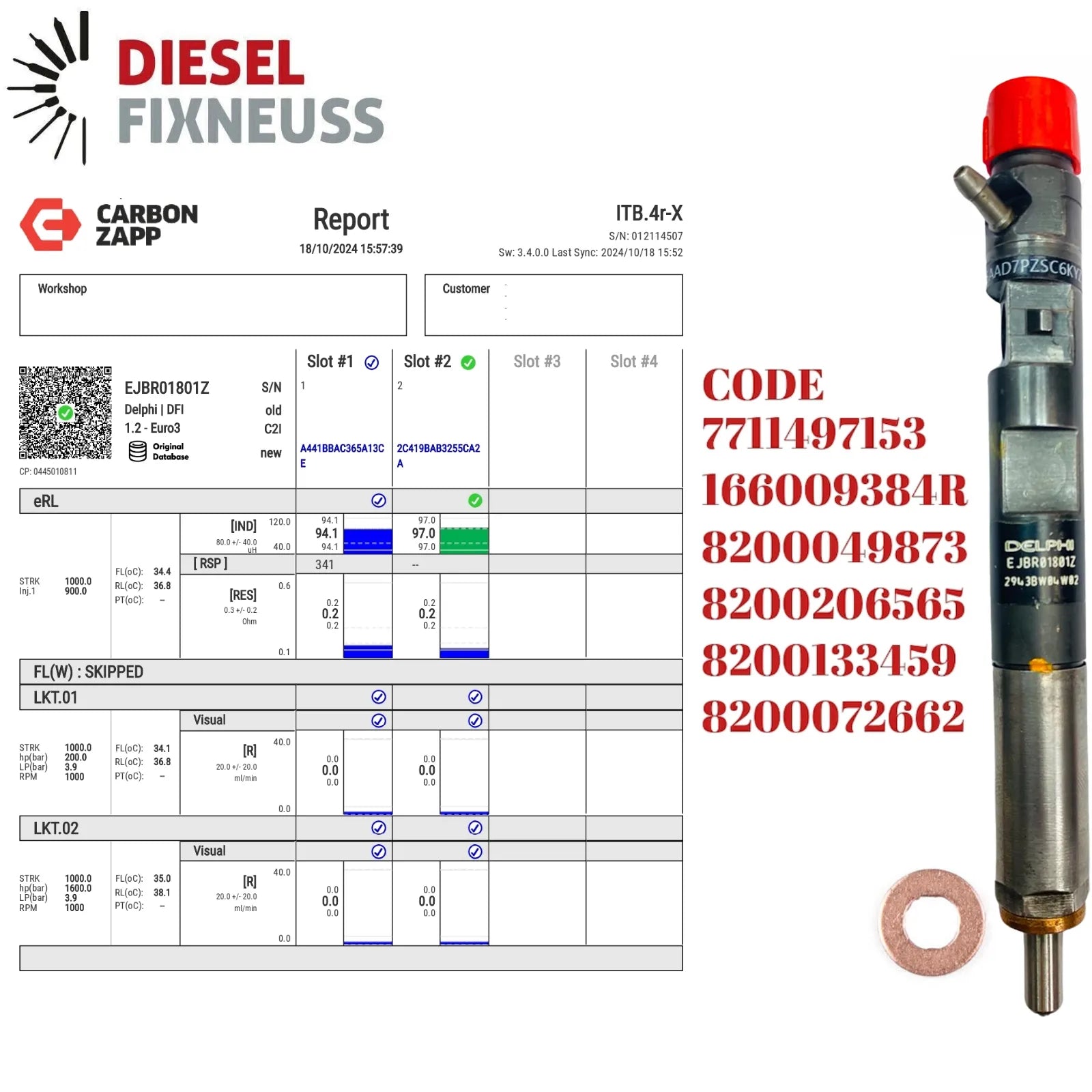 Einspritzdüse Injektor Renault Kangoo 1,5 dci EJBR01801A EJBR01801Z Delphi