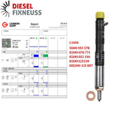Diesel EJBR03101D Delphi Injector Report on Carbon Zapp Test Machine