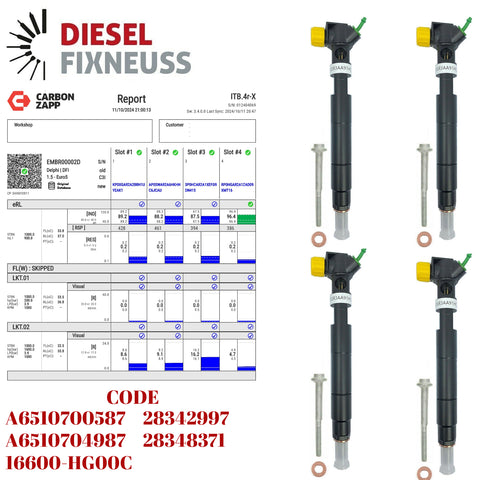 Diesel EMBR00002D Delphi Injector Report on Carbon Zapp Test Machine