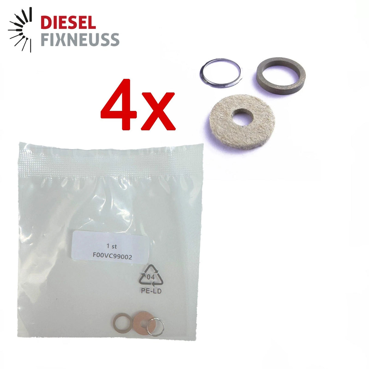 4x Common Rail Reparatur Dichtsatz für Bosch Injektor Einspritzdüse Dichtung