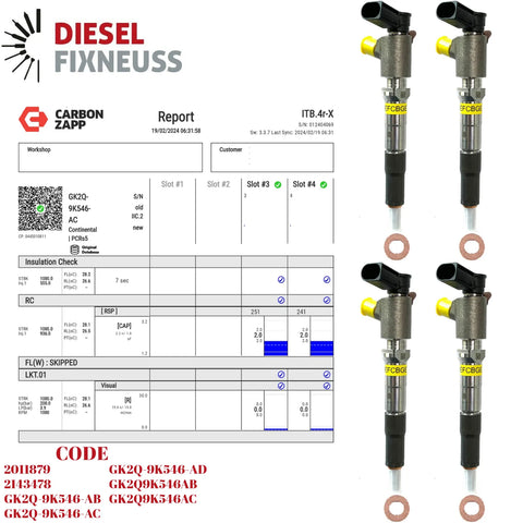 4x Injektor DENSO GK2Q-9K546-AC GK2Q-9K546-AB 2143478 Ford Transit 2.0