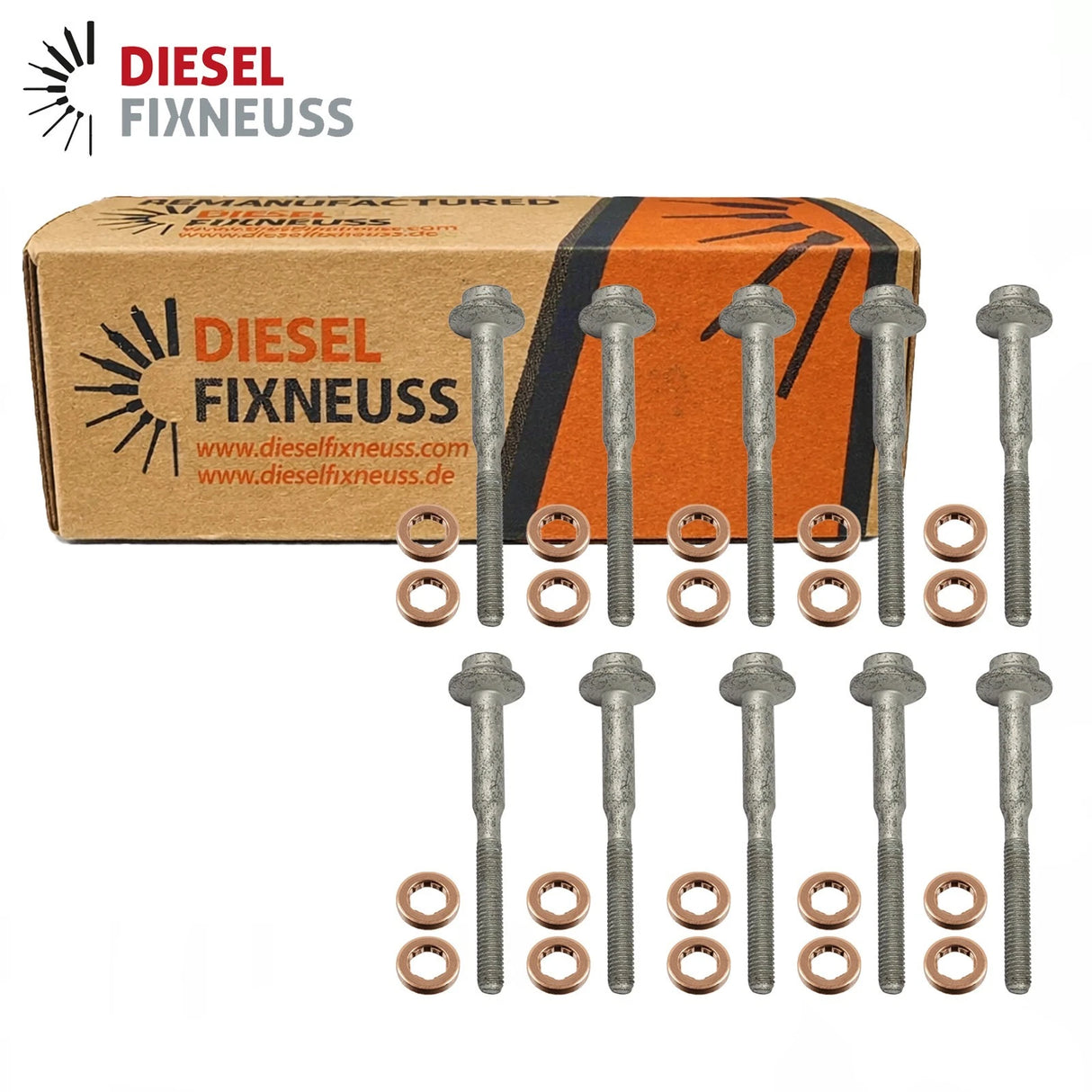 10x Dehnschrauben WHT003187 und 13×7.7×2.5 mm Kupferdichtring 1.6 TDI