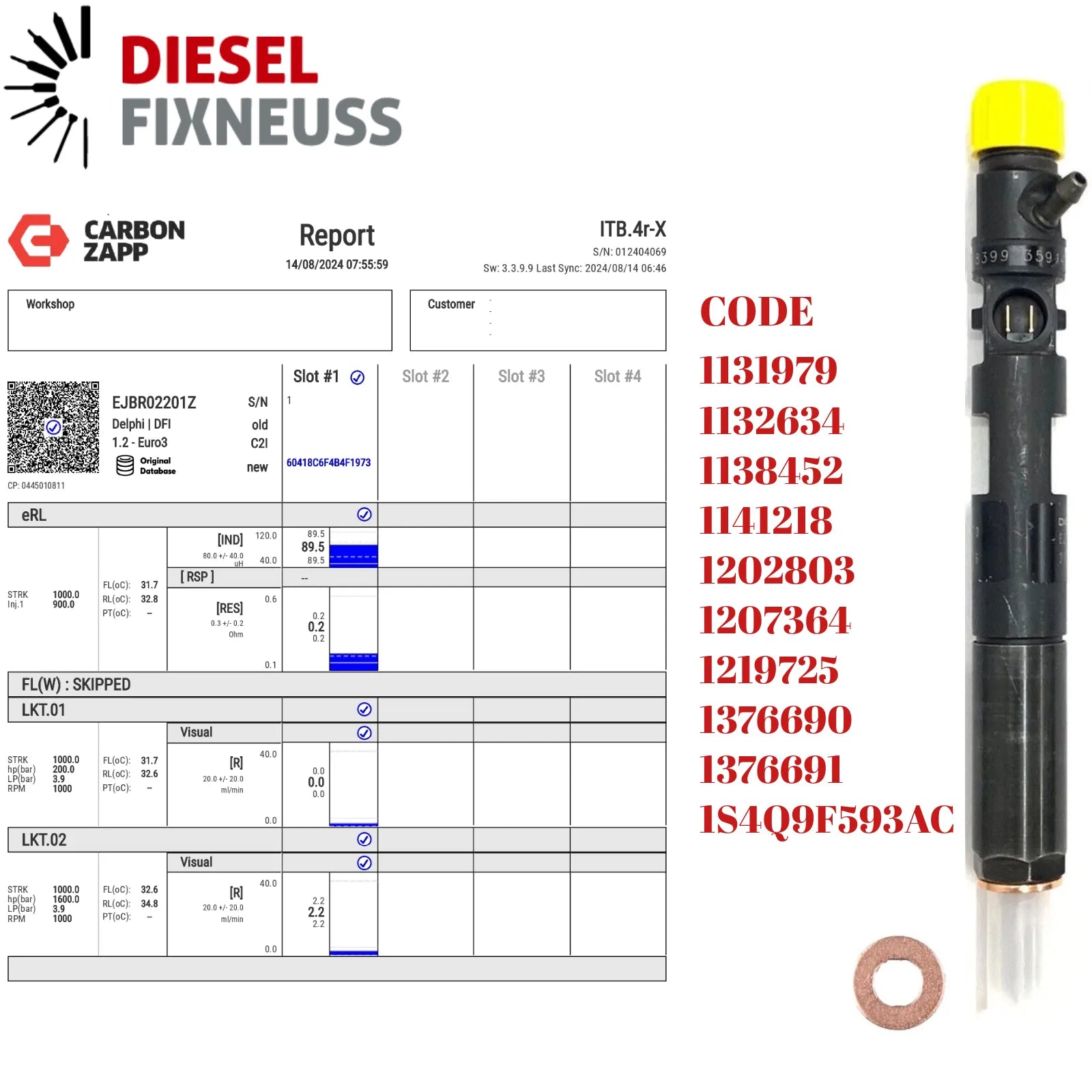 Einspritzdüse Injektor DELPHI EJBR02201Z EJBR01601Z Ford Transit Connect 1,8TDCI