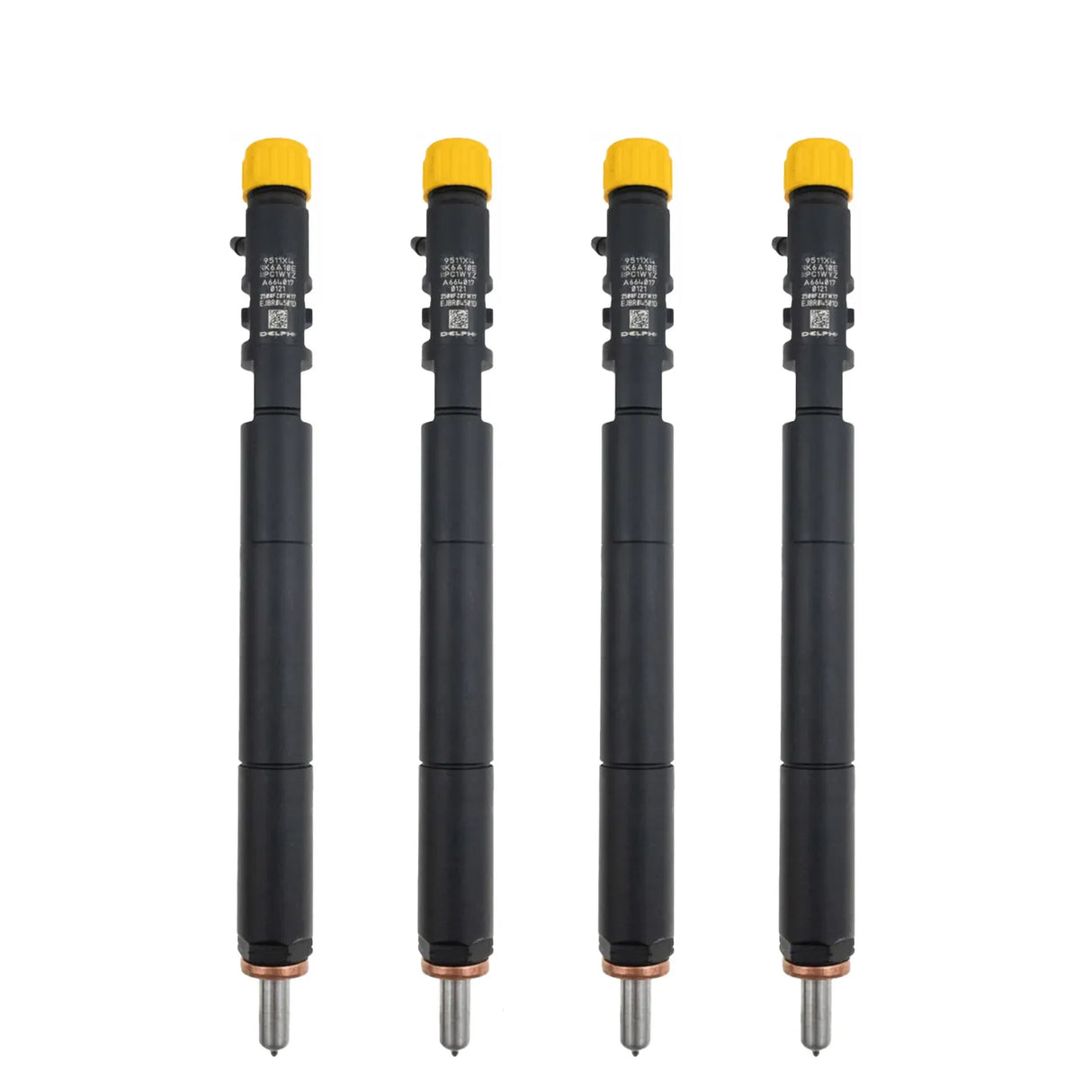 4x Delphi EJBR04501D fuel injectors for SsangYong 2.0 XDi engines, incl. test report. Compatible with Actyon, Kyron, and Rexton models (2005–2015). OE ref: A6640170121.