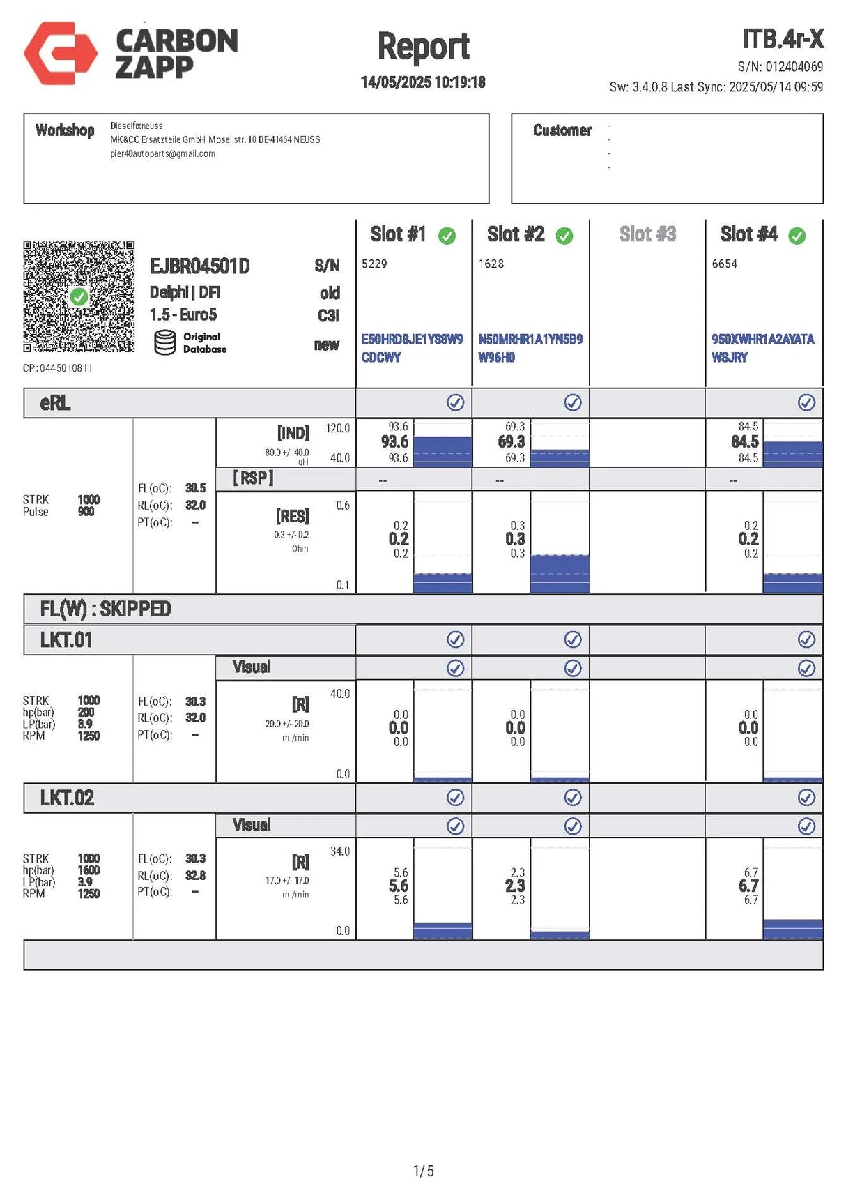 Delphi EJBR04501D fuel injectors for SsangYong 2.0 XDi engines, incl. test report. Compatible with Actyon, Kyron, and Rexton models (2005–2015). OE ref: A6640170121.