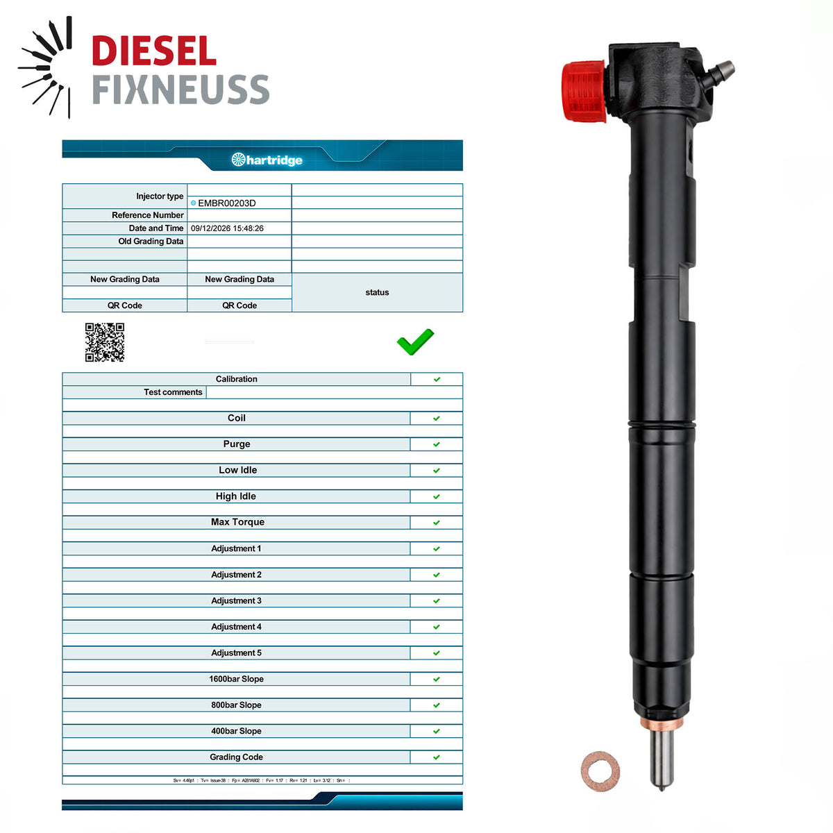 4x EMBR00203D Inyector de combustible Denso Hyundai 1.4 CRDi i30 226648 Inyector de combustible 338002A780